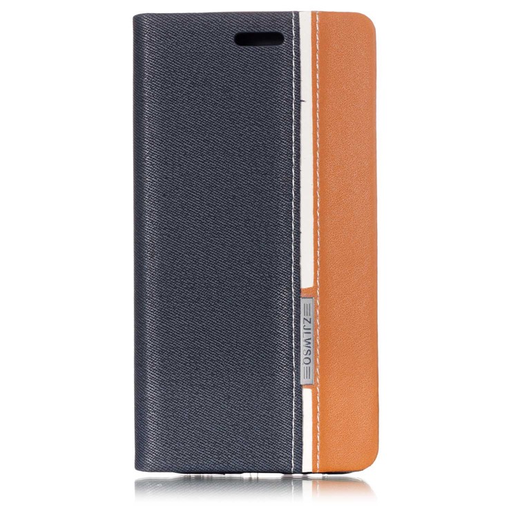 Contrast Color Card Holder Stand Leather Mobile Casing for Samsung Galaxy A8 (2018) - Dark Blue-1