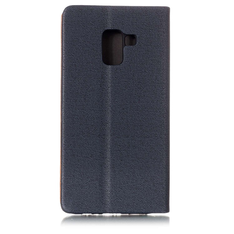 Contrast Color Card Holder Stand Leather Mobile Casing for Samsung Galaxy A8 (2018) - Dark Blue-2