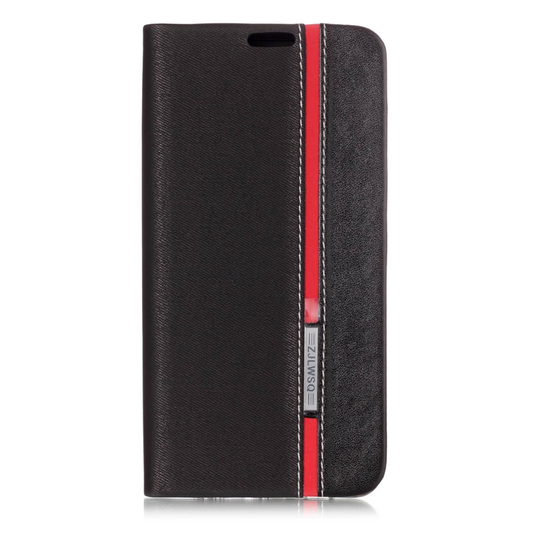 Contrast Color Leather Card Holder Phone Case with Stand for Samsung Galaxy A8 Plus (2018) - Black-1