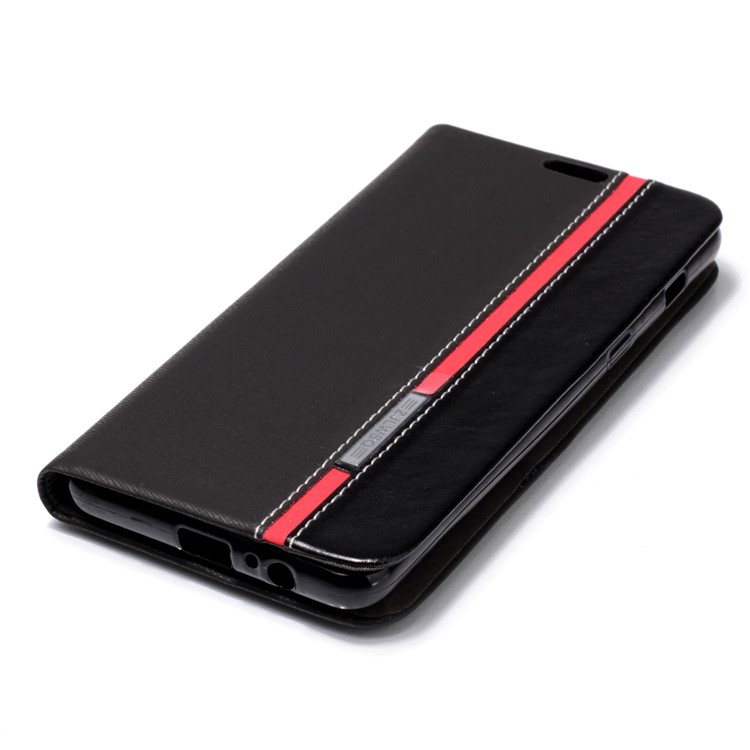 Contrast Color Leather Card Holder Phone Case with Stand for Samsung Galaxy A8 Plus (2018) - Black-4