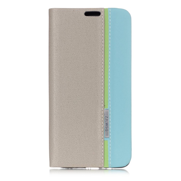 Contrast Color Leather Card Holder Phone Cover with Stand for Samsung Galaxy A8 Plus (2018) - Beige-1