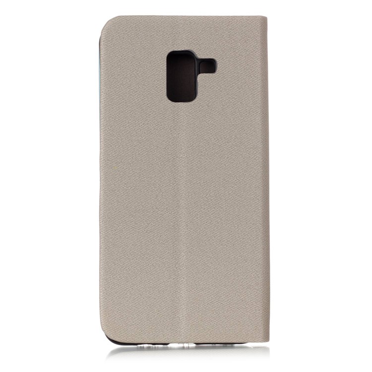 Contrast Color Leather Card Holder Phone Cover with Stand for Samsung Galaxy A8 Plus (2018) - Beige-2