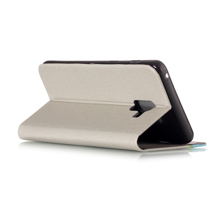 Contrast Color Leather Card Holder Phone Cover with Stand for Samsung Galaxy A8 Plus (2018) - Beige-3