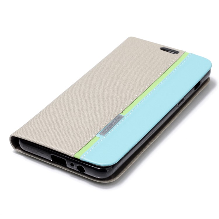Contrast Color Leather Card Holder Phone Cover with Stand for Samsung Galaxy A8 Plus (2018) - Beige-4