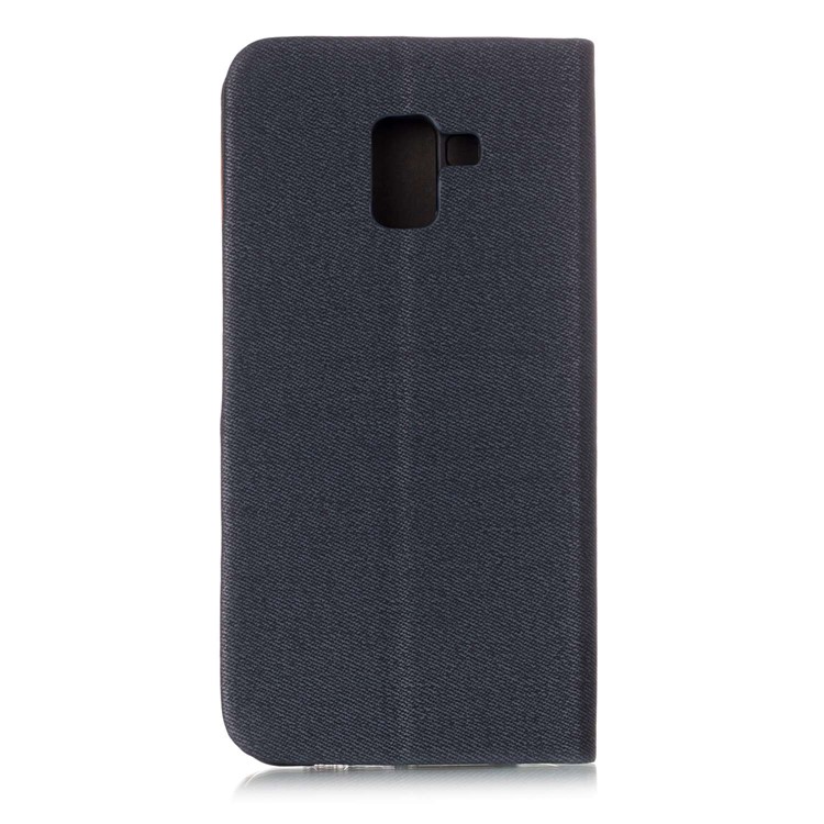 Contrast Color Leather Card Holder Phone Casing with Stand for Samsung Galaxy A8 Plus (2018) - Dark Blue-2