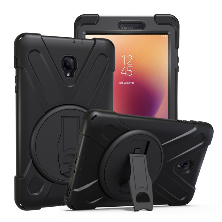 X-Shape PC + TPU 360-degree Rotary Kickstand Case for Samsung Galaxy Tab A 8.0 (2017) T380 T385 - Black-1