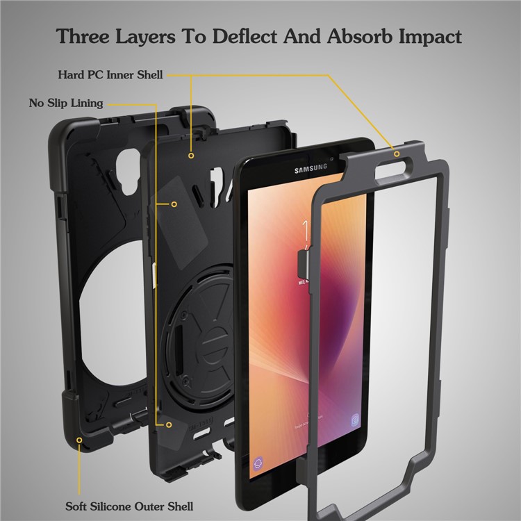 X-Shape PC + TPU 360-degree Rotary Kickstand Case for Samsung Galaxy Tab A 8.0 (2017) T380 T385 - Black-7