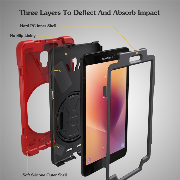 X-Shape PC + TPU 360-degree Rotary Kickstand Shell for Samsung Galaxy Tab A 8.0 (2017) T380 T385 - Red-7