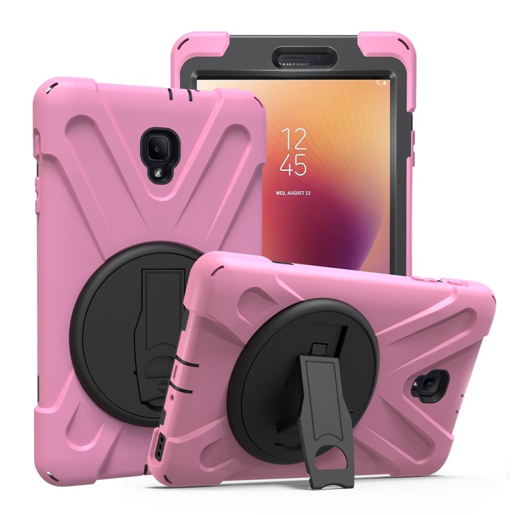 X-Shape PC + TPU 360-degree Rotary Kickstand Tablet Cover for Samsung Galaxy Tab A 8.0 (2017) T380 T385 - Pink-1
