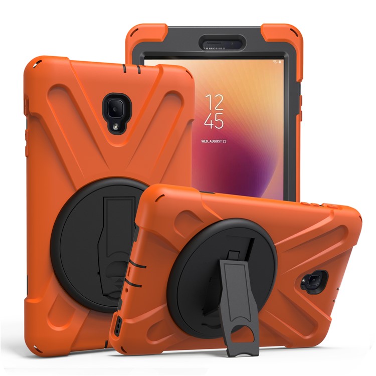 X-Shape 360-degree Rotary Kickstand PC + TPU Hybrid Case for Samsung Galaxy Tab A 8.0 (2017) T380 T385 - Orange-1