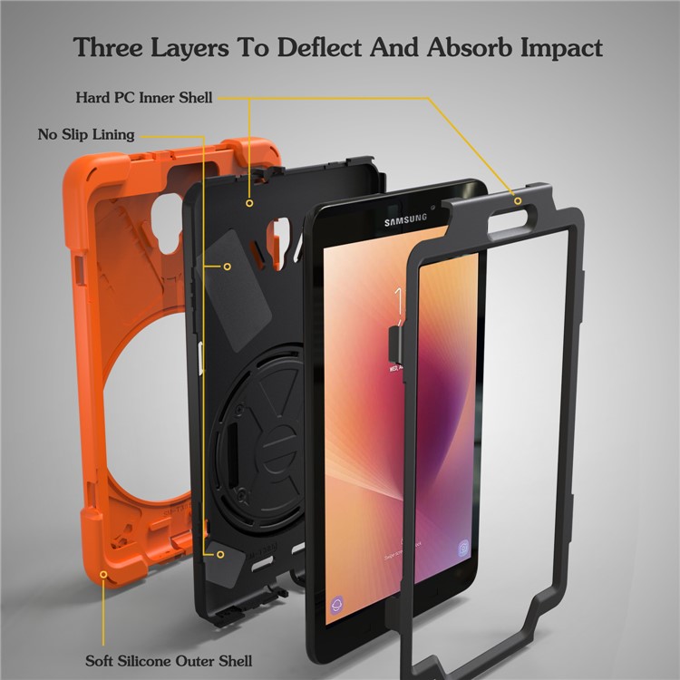 X-Shape 360-degree Rotary Kickstand PC + TPU Hybrid Case for Samsung Galaxy Tab A 8.0 (2017) T380 T385 - Orange-7