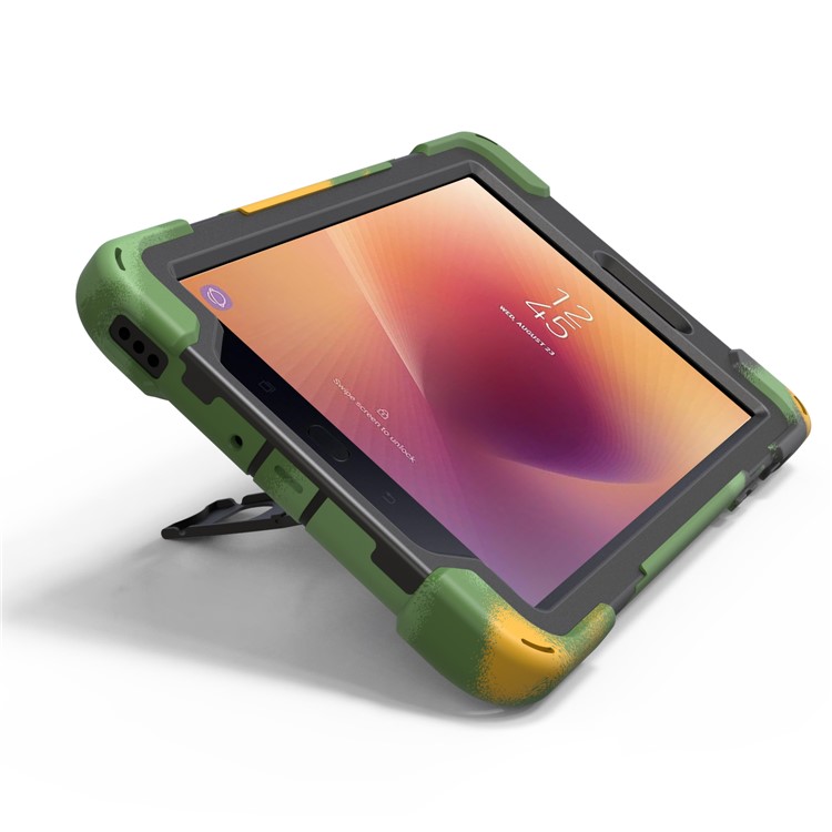 X-Shape 360-degree Rotary Kickstand PC + TPU Combo Case for Samsung Galaxy Tab A 8.0 (2017) T380 T385 - Camouflage-10