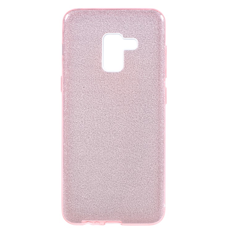 For Samsung Galaxy A8 Plus (2018) 3-in-1 Glittery Powder Paper TPU + PC Phone Case Cover - Pink-1