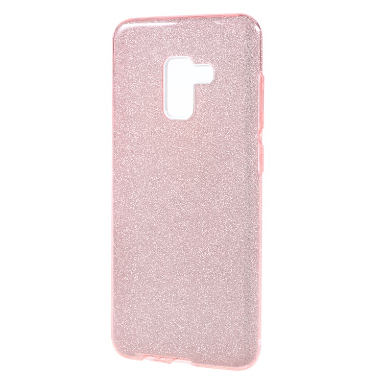 For Samsung Galaxy A8 Plus (2018) 3-in-1 Glittery Powder Paper TPU + PC Phone Case Cover - Pink-2
