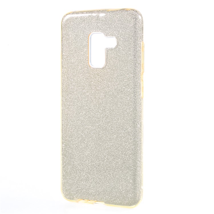 3-in-1 Glittery Powder Paper TPU + PC Back Case Accessory for Samsung Galaxy A8 Plus (2018) - Gold-2