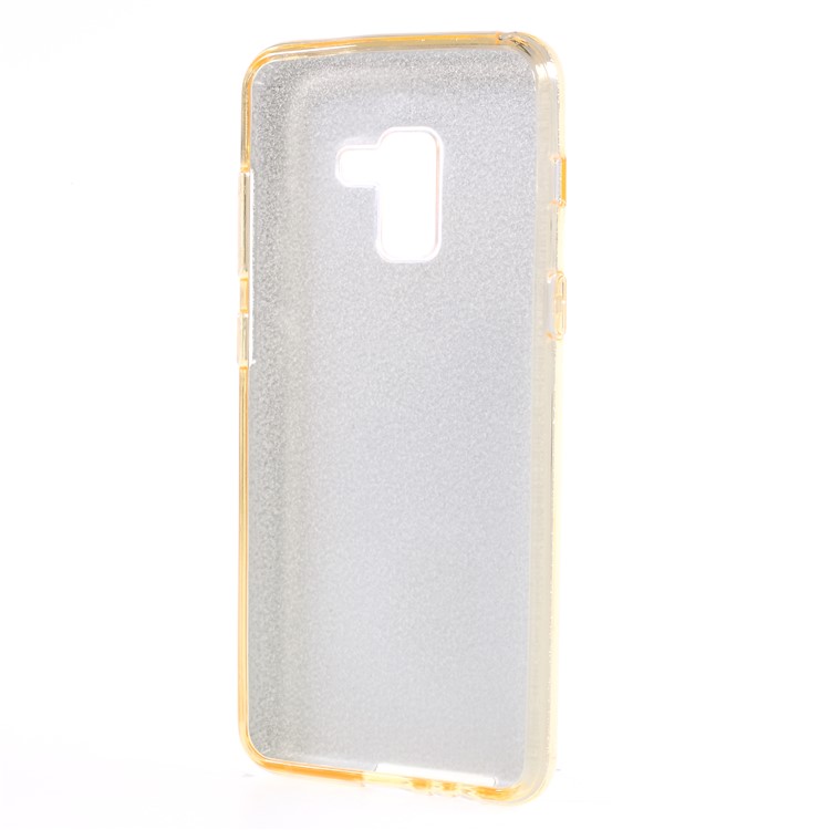 3-in-1 Glittery Powder Paper TPU + PC Back Case Accessory for Samsung Galaxy A8 Plus (2018) - Gold-3