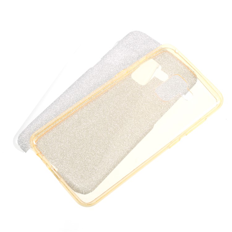 3-in-1 Glittery Powder Paper TPU + PC Back Case Accessory for Samsung Galaxy A8 Plus (2018) - Gold-4