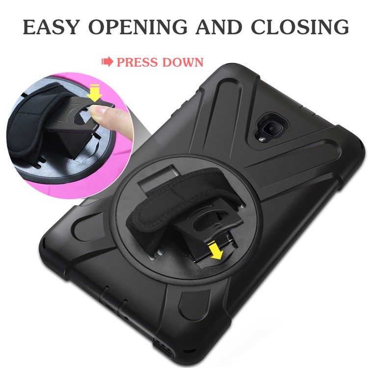 360 Degree Swivel Kickstand PC + Silicone Combo Case with Hand Holder Strap for Samsung Galaxy Tab A 8.0 (2017) - Black-20