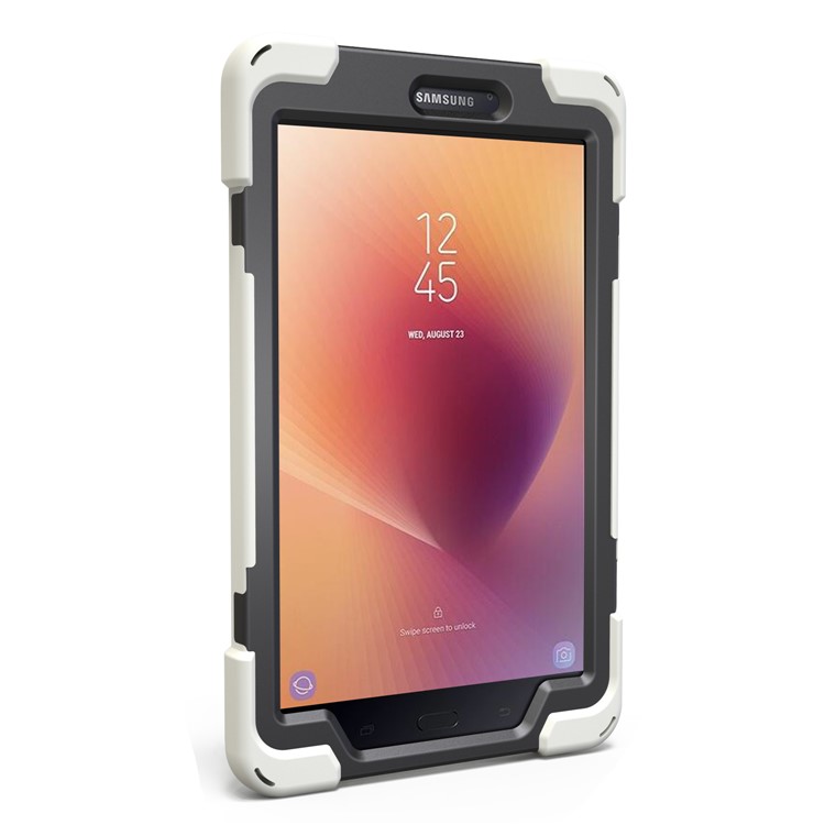 360 Degree Swivel Kickstand PC + Silicone Combo Cover with Hand Holder Strap for Samsung Galaxy Tab A 8.0 (2017) - White-12