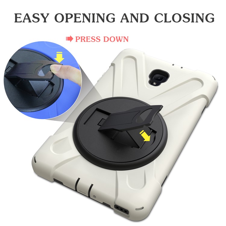 360 Degree Swivel Kickstand PC + Silicone Combo Cover with Hand Holder Strap for Samsung Galaxy Tab A 8.0 (2017) - White-13