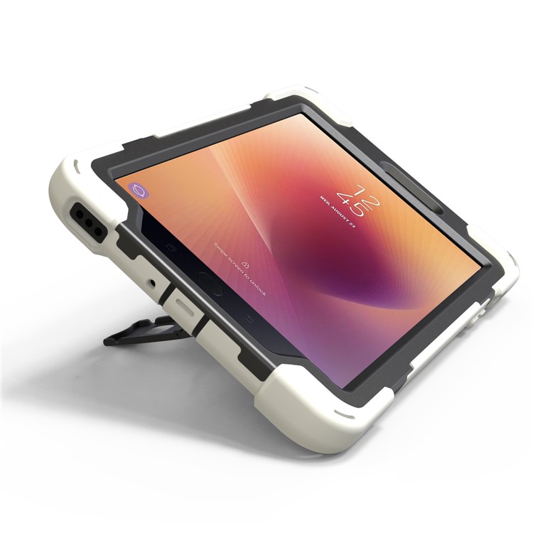 360 Degree Swivel Kickstand PC + Silicone Combo Cover with Hand Holder Strap for Samsung Galaxy Tab A 8.0 (2017) - White-14