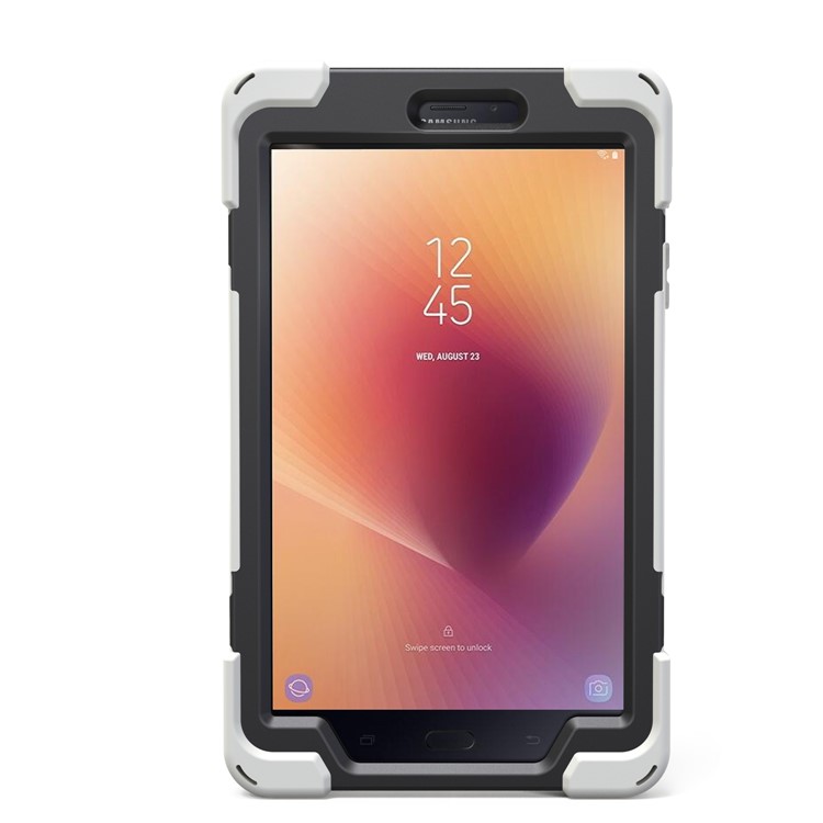 360 Degree Swivel Kickstand PC + Silicone Combo Cover with Hand Holder Strap for Samsung Galaxy Tab A 8.0 (2017) - White-17