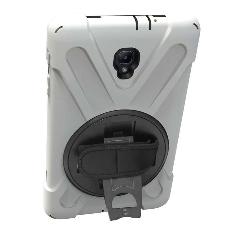 360 Degree Swivel Kickstand PC + Silicone Combo Cover with Hand Holder Strap for Samsung Galaxy Tab A 8.0 (2017) - White-18