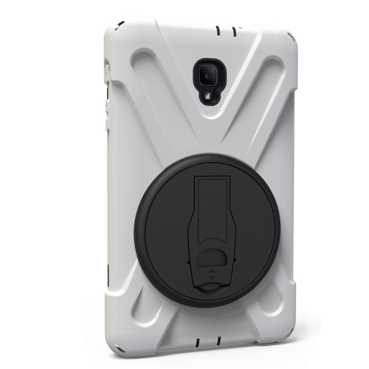 360 Degree Swivel Kickstand PC + Silicone Combo Cover with Hand Holder Strap for Samsung Galaxy Tab A 8.0 (2017) - White-2