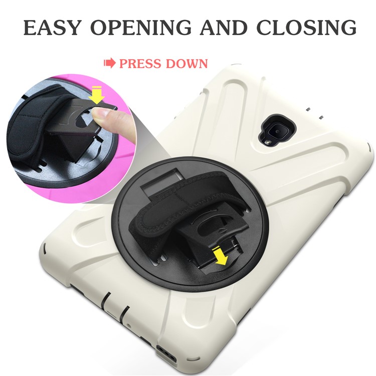 360 Degree Swivel Kickstand PC + Silicone Combo Cover with Hand Holder Strap for Samsung Galaxy Tab A 8.0 (2017) - White-19