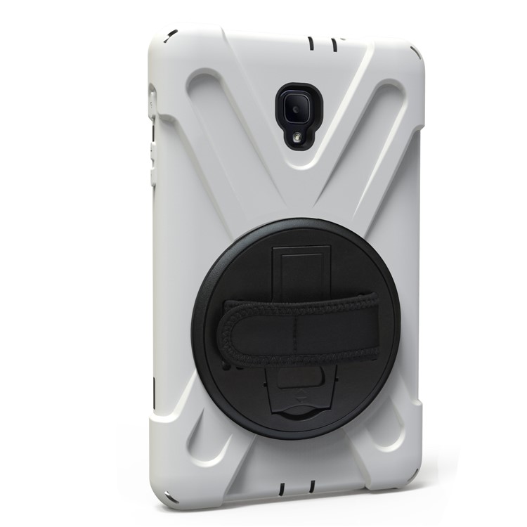 360 Degree Swivel Kickstand PC + Silicone Combo Cover with Hand Holder Strap for Samsung Galaxy Tab A 8.0 (2017) - White-3