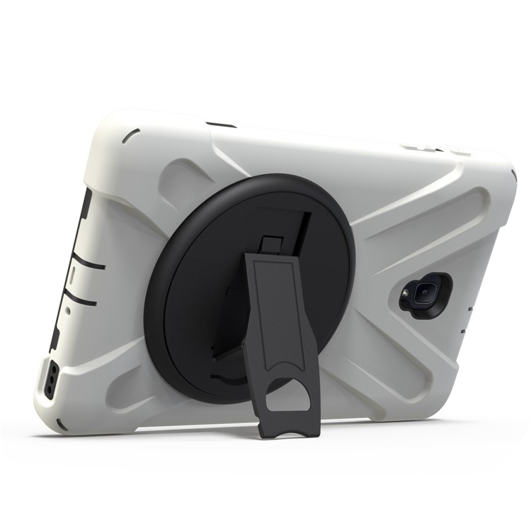 360 Degree Swivel Kickstand PC + Silicone Combo Cover with Hand Holder Strap for Samsung Galaxy Tab A 8.0 (2017) - White-4