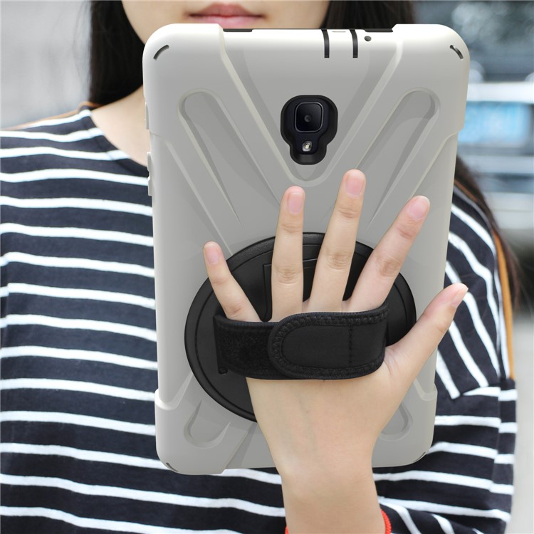 360 Degree Swivel Kickstand PC + Silicone Combo Cover with Hand Holder Strap for Samsung Galaxy Tab A 8.0 (2017) - White-9