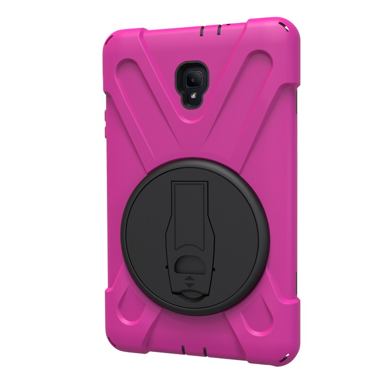 360 Degree Swivel Kickstand PC + Silicone Combo Casing with Hand Holder Strap for Samsung Galaxy Tab A 8.0 (2017) - Rose-10