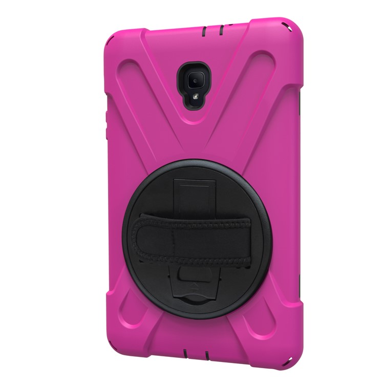 360 Degree Swivel Kickstand PC + Silicone Combo Casing with Hand Holder Strap for Samsung Galaxy Tab A 8.0 (2017) - Rose-11