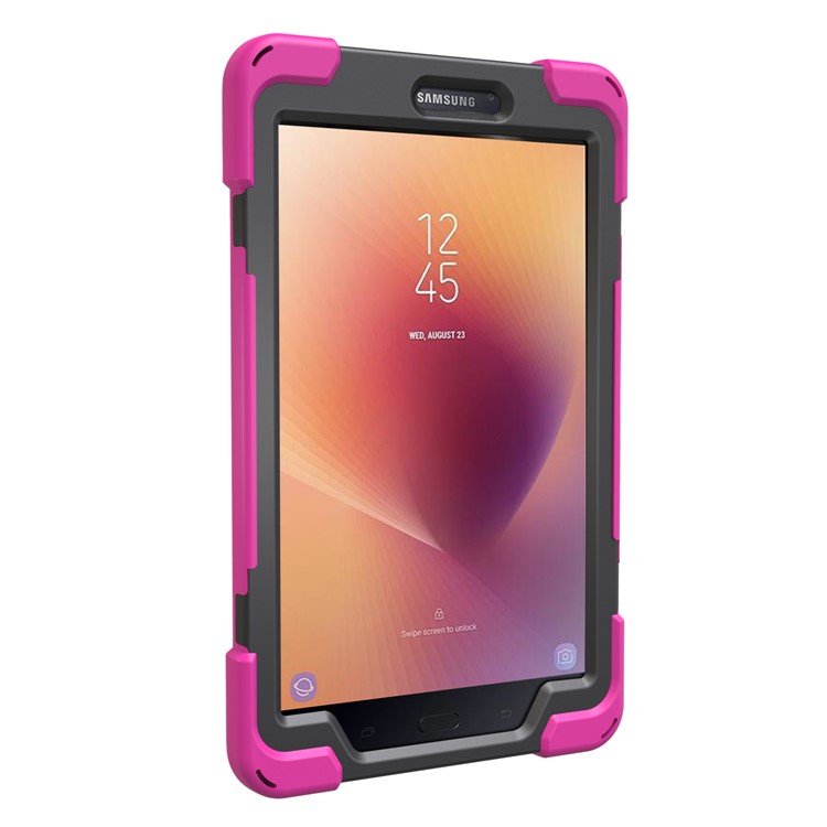 360 Degree Swivel Kickstand PC + Silicone Combo Casing with Hand Holder Strap for Samsung Galaxy Tab A 8.0 (2017) - Rose-12