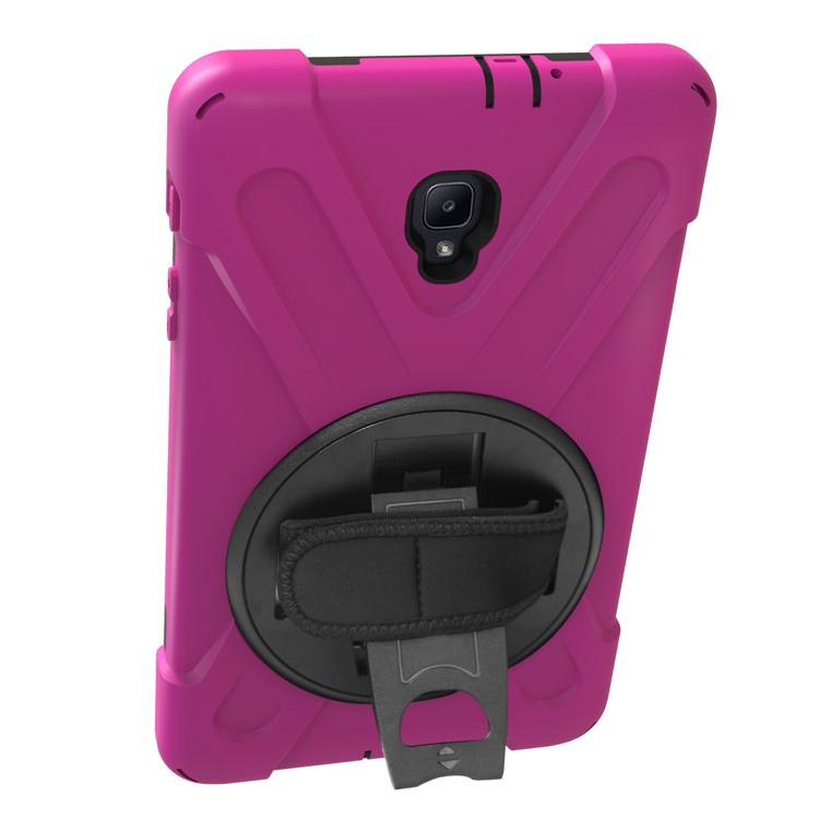 360 Degree Swivel Kickstand PC + Silicone Combo Casing with Hand Holder Strap for Samsung Galaxy Tab A 8.0 (2017) - Rose-17