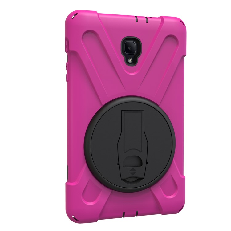 360 Degree Swivel Kickstand PC + Silicone Combo Casing with Hand Holder Strap for Samsung Galaxy Tab A 8.0 (2017) - Rose-2