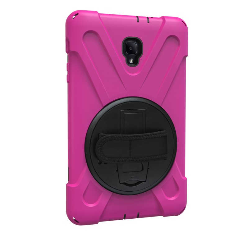 360 Degree Swivel Kickstand PC + Silicone Combo Casing with Hand Holder Strap for Samsung Galaxy Tab A 8.0 (2017) - Rose-3