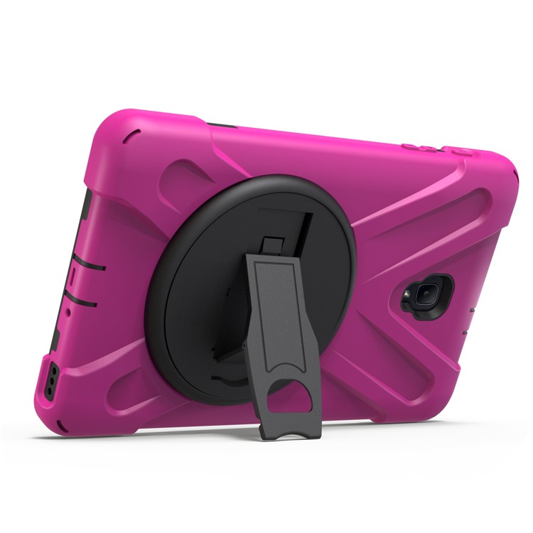 360 Degree Swivel Kickstand PC + Silicone Combo Casing with Hand Holder Strap for Samsung Galaxy Tab A 8.0 (2017) - Rose-4