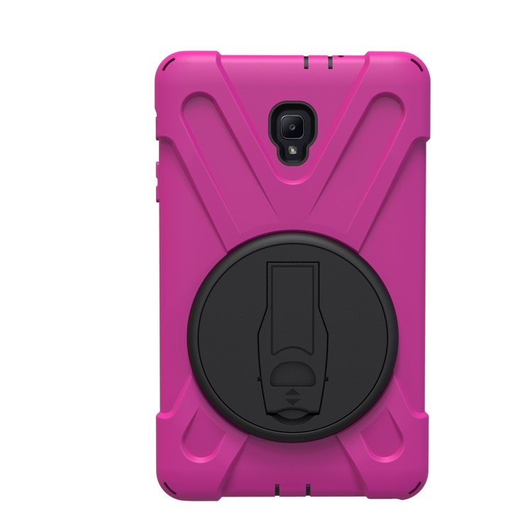 360 Degree Swivel Kickstand PC + Silicone Combo Casing with Hand Holder Strap for Samsung Galaxy Tab A 8.0 (2017) - Rose-5