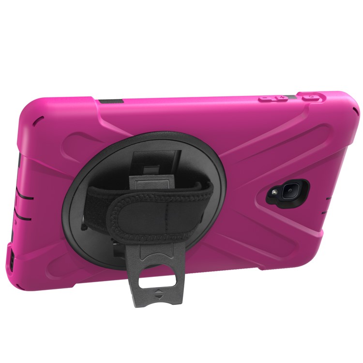 360 Degree Swivel Kickstand PC + Silicone Combo Casing with Hand Holder Strap for Samsung Galaxy Tab A 8.0 (2017) - Rose-8
