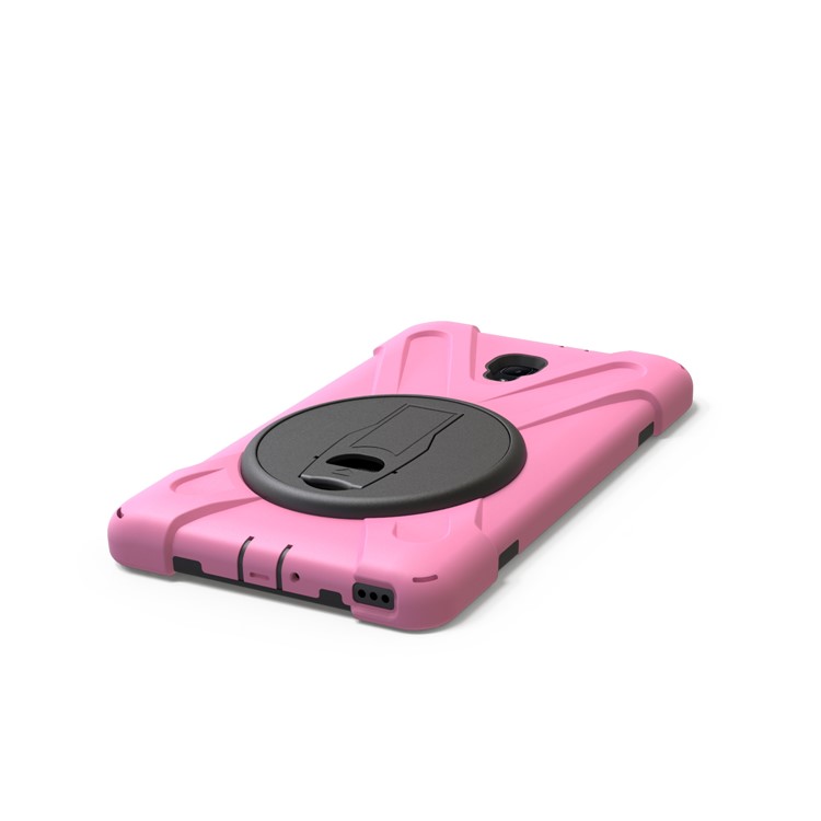 360 Degree Swivel Kickstand PC + Silicone Hybrid Case with Hand Holder Strap for Samsung Galaxy Tab A 8.0 (2017) - Pink-15