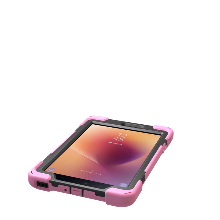 360 Degree Swivel Kickstand PC + Silicone Hybrid Case with Hand Holder Strap for Samsung Galaxy Tab A 8.0 (2017) - Pink-16