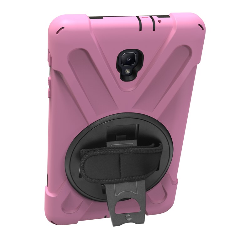 360 Degree Swivel Kickstand PC + Silicone Hybrid Case with Hand Holder Strap for Samsung Galaxy Tab A 8.0 (2017) - Pink-18