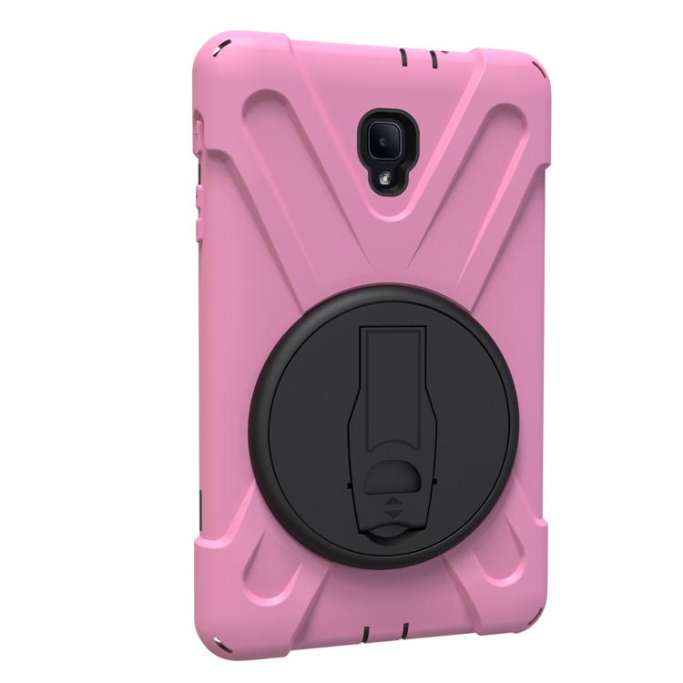 360 Degree Swivel Kickstand PC + Silicone Hybrid Case with Hand Holder Strap for Samsung Galaxy Tab A 8.0 (2017) - Pink-2