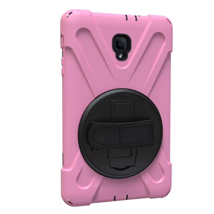 360 Degree Swivel Kickstand PC + Silicone Hybrid Case with Hand Holder Strap for Samsung Galaxy Tab A 8.0 (2017) - Pink-3