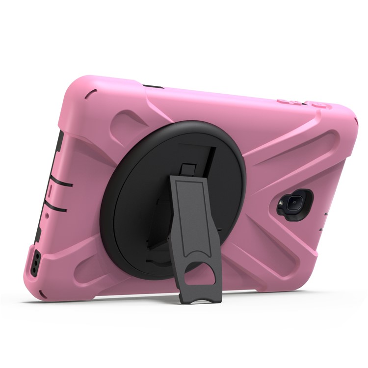 360 Degree Swivel Kickstand PC + Silicone Hybrid Case with Hand Holder Strap for Samsung Galaxy Tab A 8.0 (2017) - Pink-4