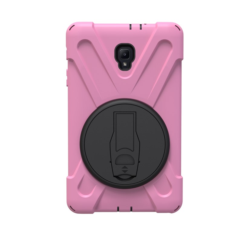 360 Degree Swivel Kickstand PC + Silicone Hybrid Case with Hand Holder Strap for Samsung Galaxy Tab A 8.0 (2017) - Pink-5