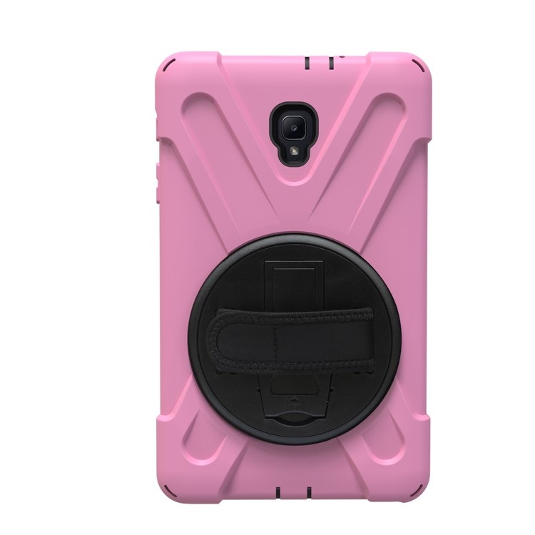 360 Degree Swivel Kickstand PC + Silicone Hybrid Case with Hand Holder Strap for Samsung Galaxy Tab A 8.0 (2017) - Pink-6