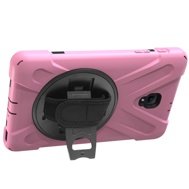 360 Degree Swivel Kickstand PC + Silicone Hybrid Case with Hand Holder Strap for Samsung Galaxy Tab A 8.0 (2017) - Pink-8
